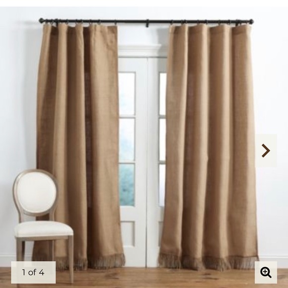 Ballard Design Accents Burlap Curtains With Fringe Poshmark